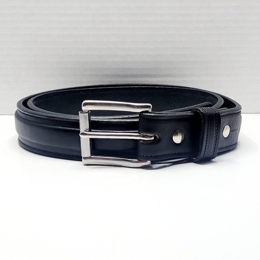 Hank's Belt The Esquire Premium Leather Black Size 38 Stainless Steel Buckle